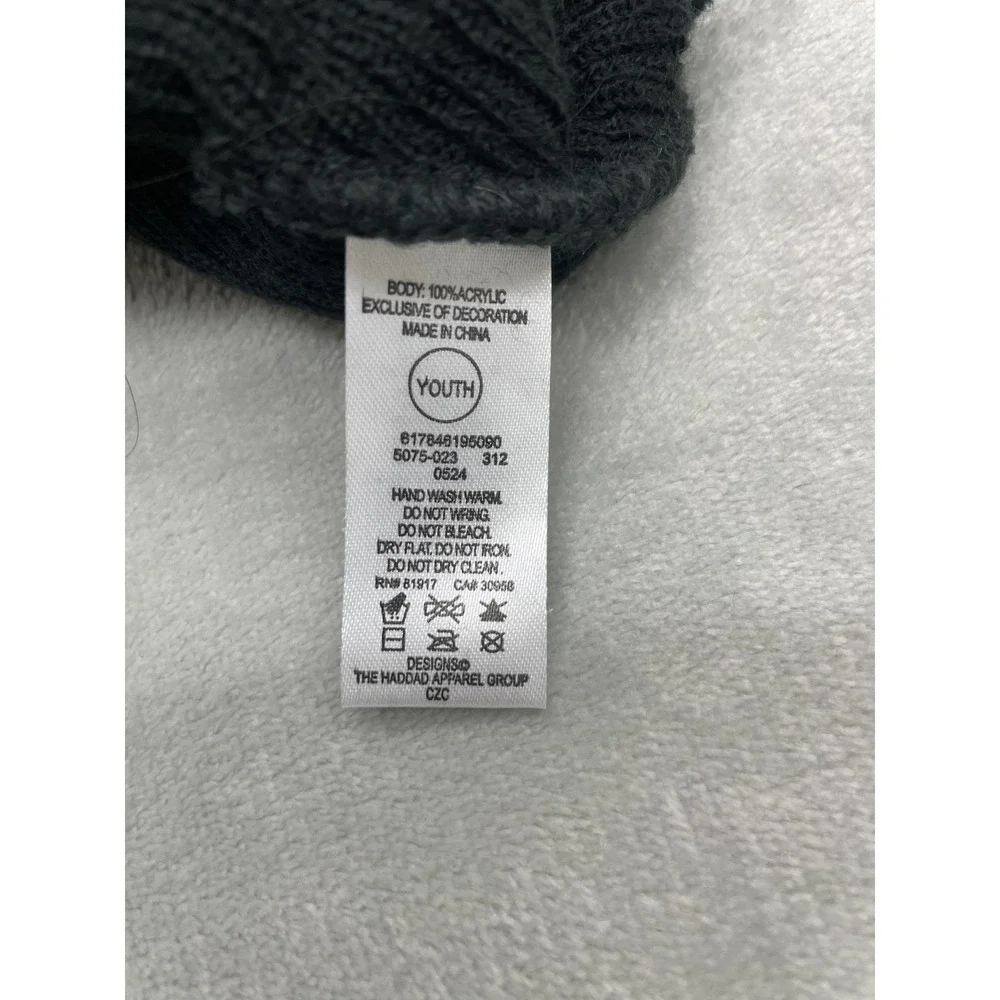 Converse Chuck Taylor All Star Youth Black Knit Beanie Hat Winter